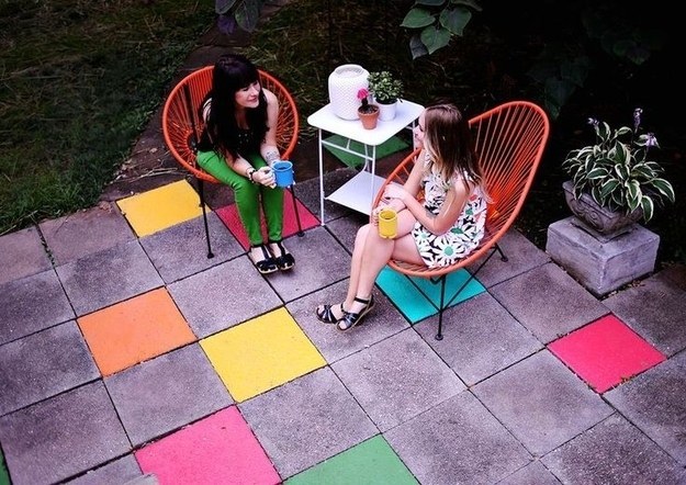 painted patio squares diy outdoor solution backyard ideas